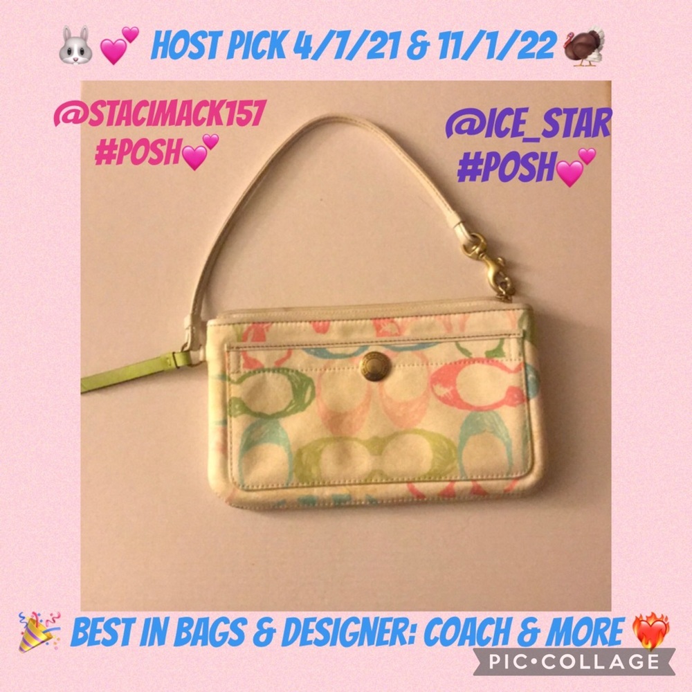 Coach Rainbow 🌈 signature Wristlet 🍒❤️ vintage